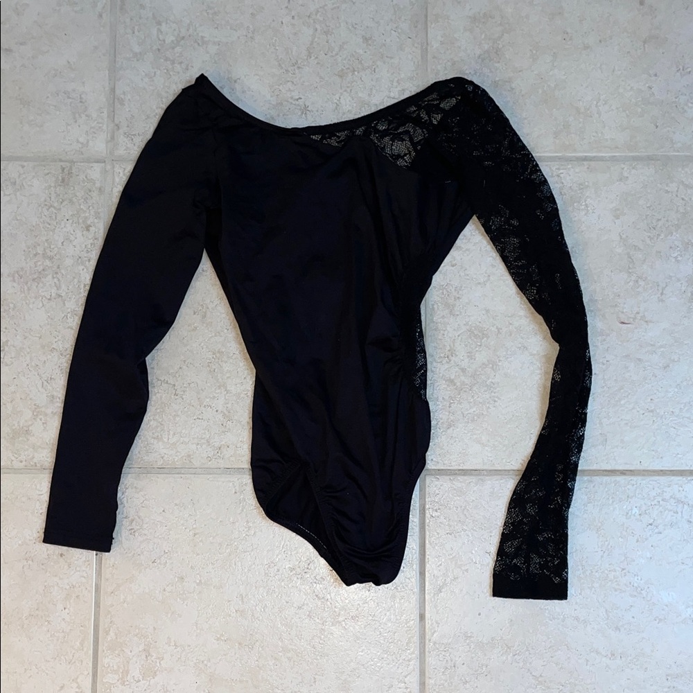 Black Lace Sleeve Leotard